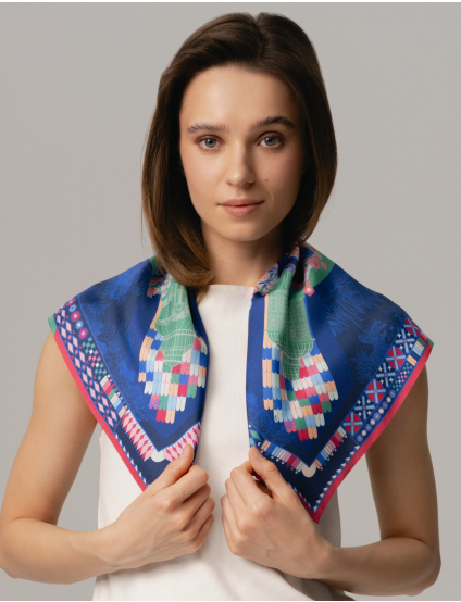 Картинка Шовкова хустина «Garden Navy»